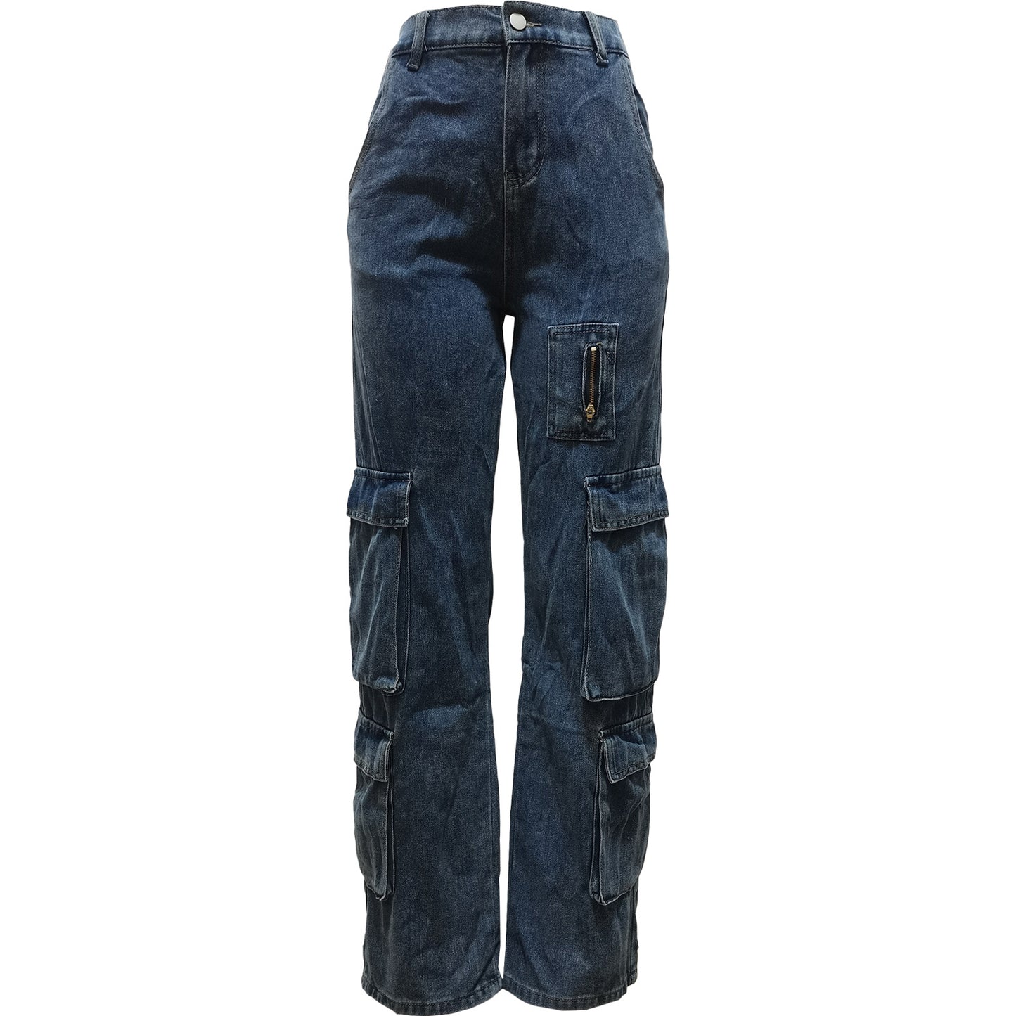 Wash Bellows Pocket Workwear Bag Zipper Denim