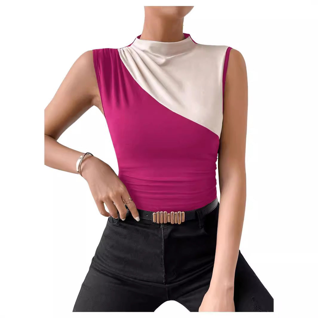 Sleeveless Slim Top Women's Half Turtleneck