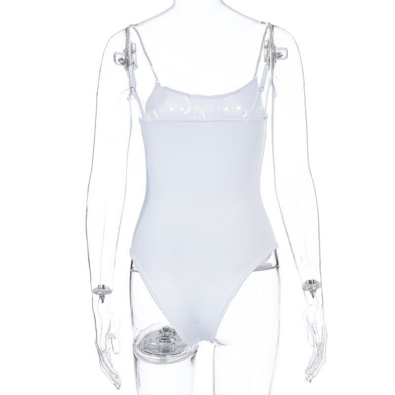 Autumn and winter new diamond chain sling sexy backless one-piece