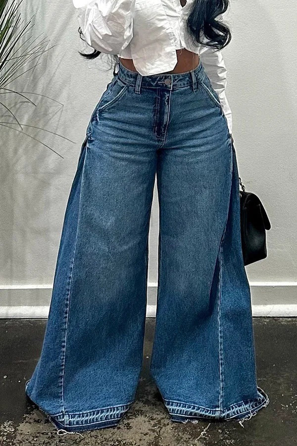 Loose Wide Leg Jeans Stitching Bell-bottom Pants