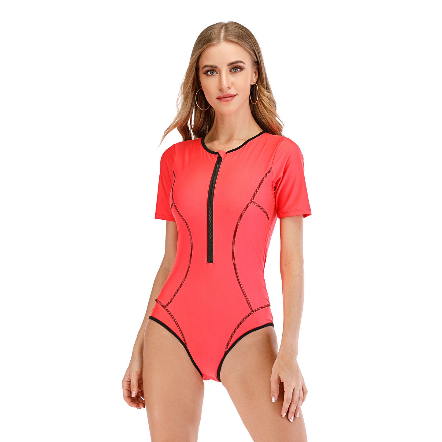 Surfing suit one-piece short-sleeved swimsuit