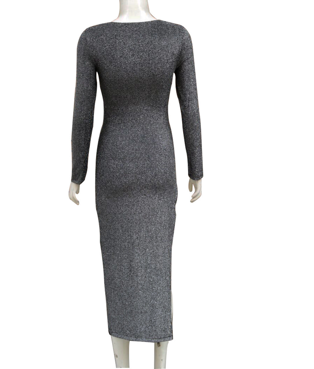 Split Shiny Long Sleeve Dress