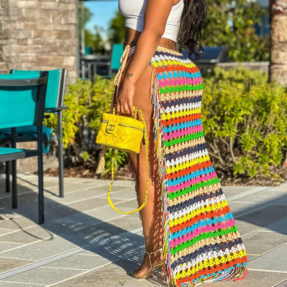 Hooked Tassel Strap Casual Beach Skirt