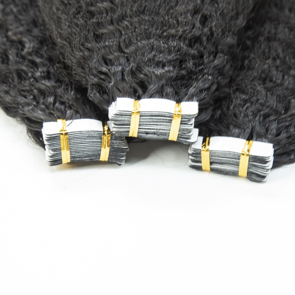 Virgin hair Kinky Straight Hair Extension Tape Ins