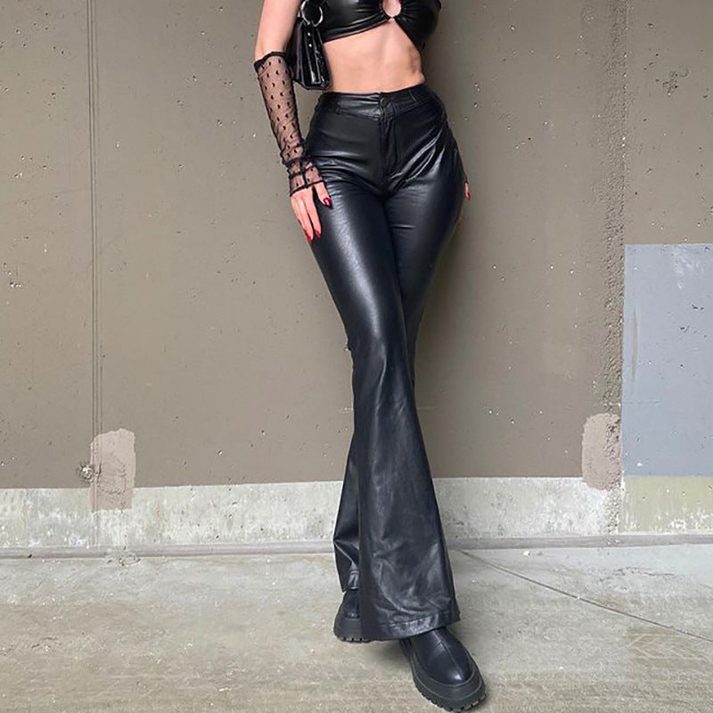 Leather High Waist Stretch Pants