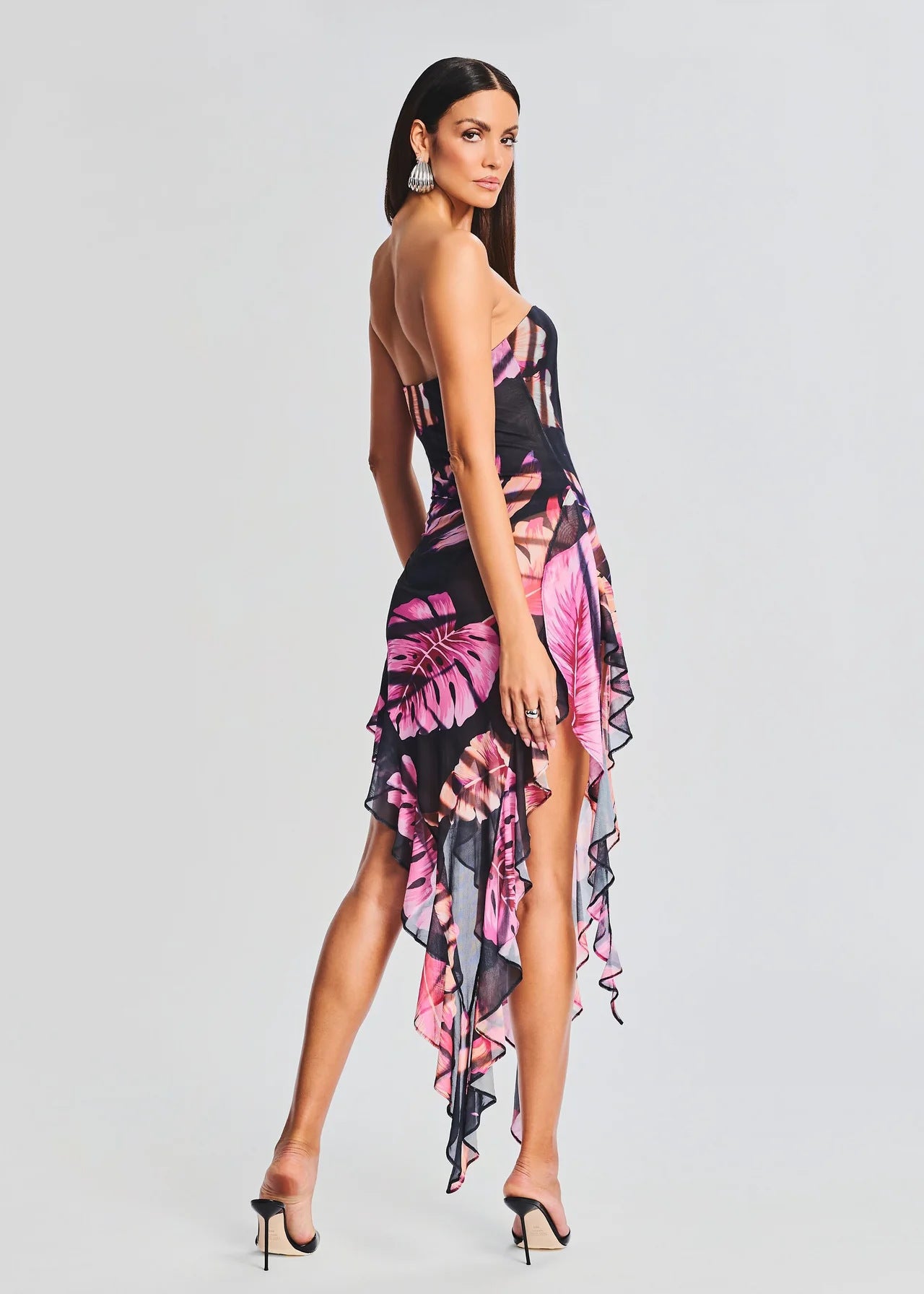 Slim Fit Slimming Dress Printed Backless Sexy Irregular Tube Top Short Skirt