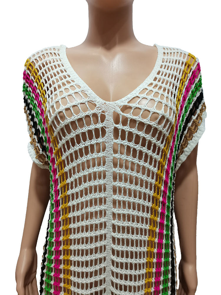 Hand Crochet Knitted Tassel Color Matching Beach Skirt