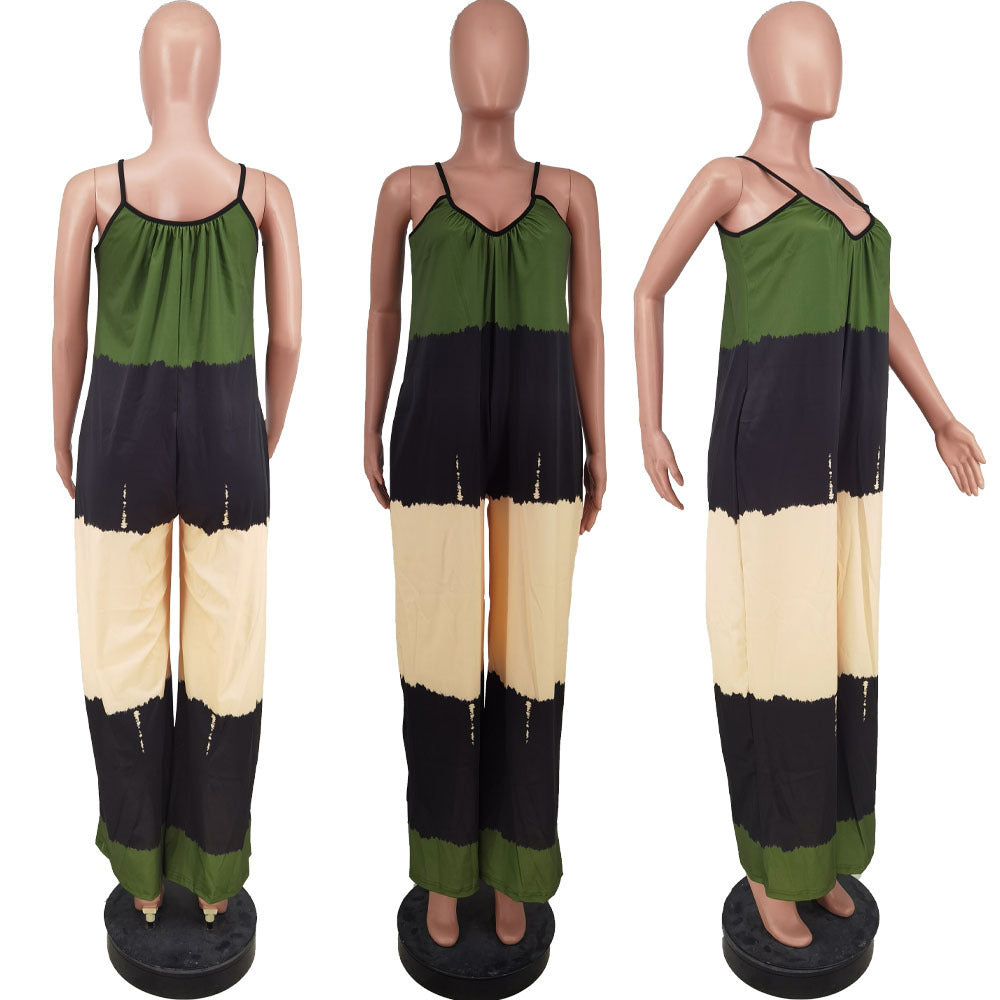 Positioning Printed Short-sleeved Jumpsuit
