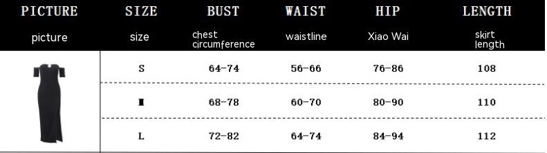 Summer New Fashion Off-neck Tube Top Hollow High Waist Split Short Sleeve Long Dress