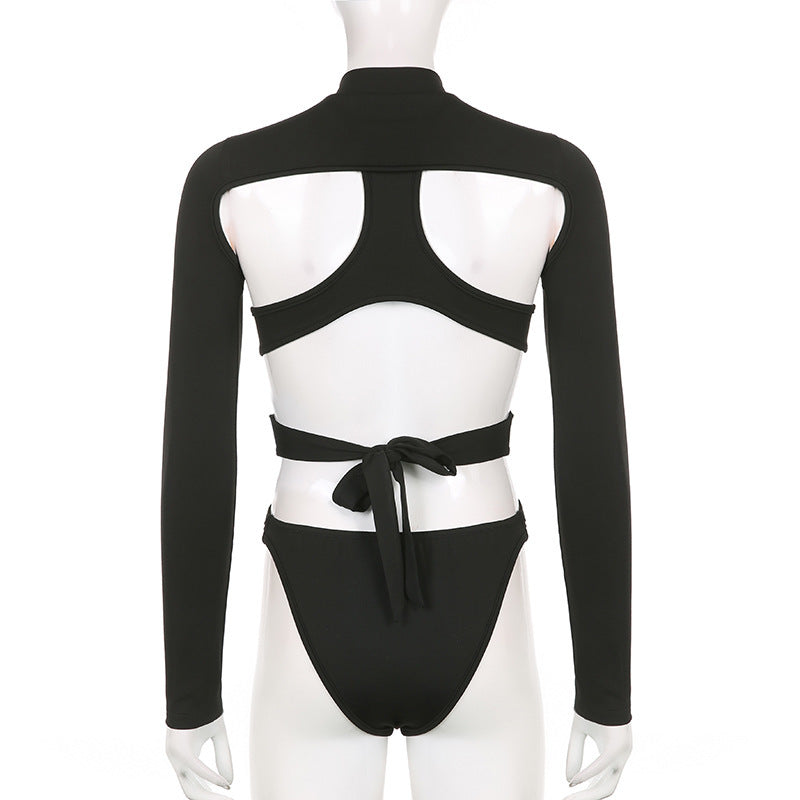 Women's Cross-cut Open-back Tie One-piece