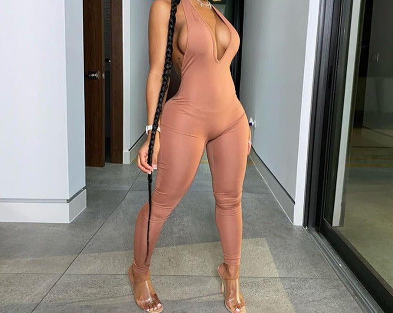 Back-neck Sleeveless Deep V Hip-lifting