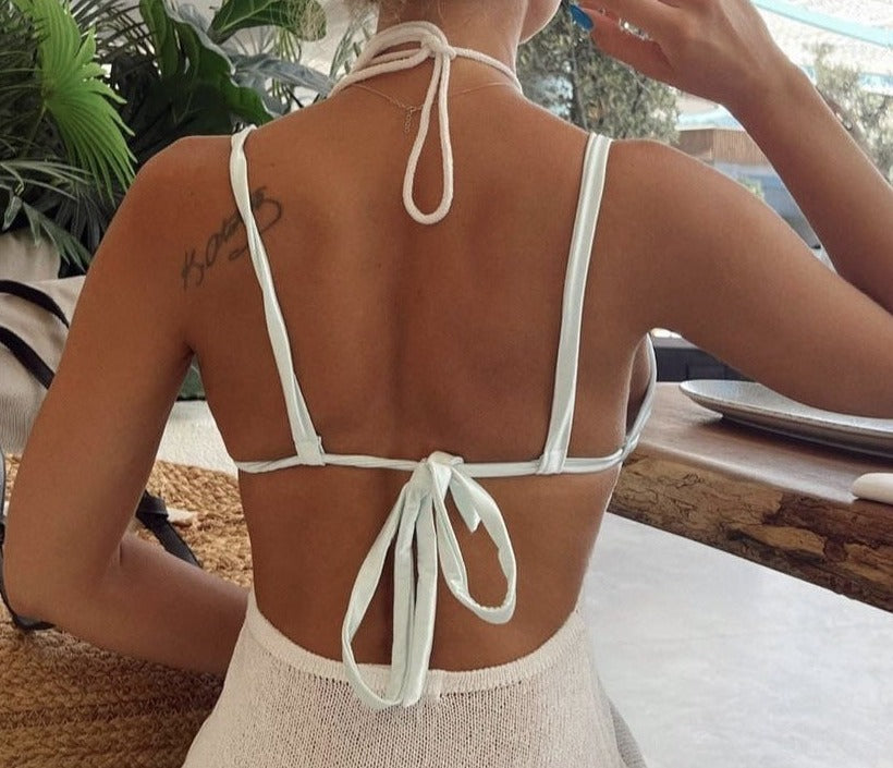 Double-sided High Slit Sling Beautiful Back Knitted Dress