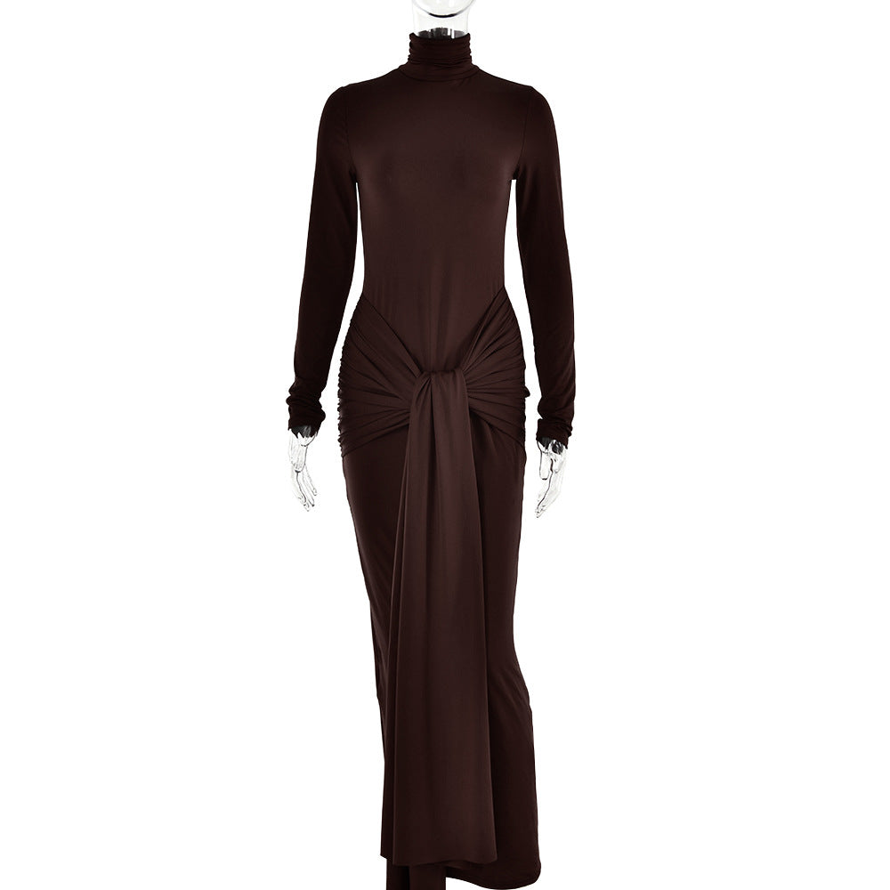 Half-high Collar Long Sleeves Dress Women's Fashion Tight