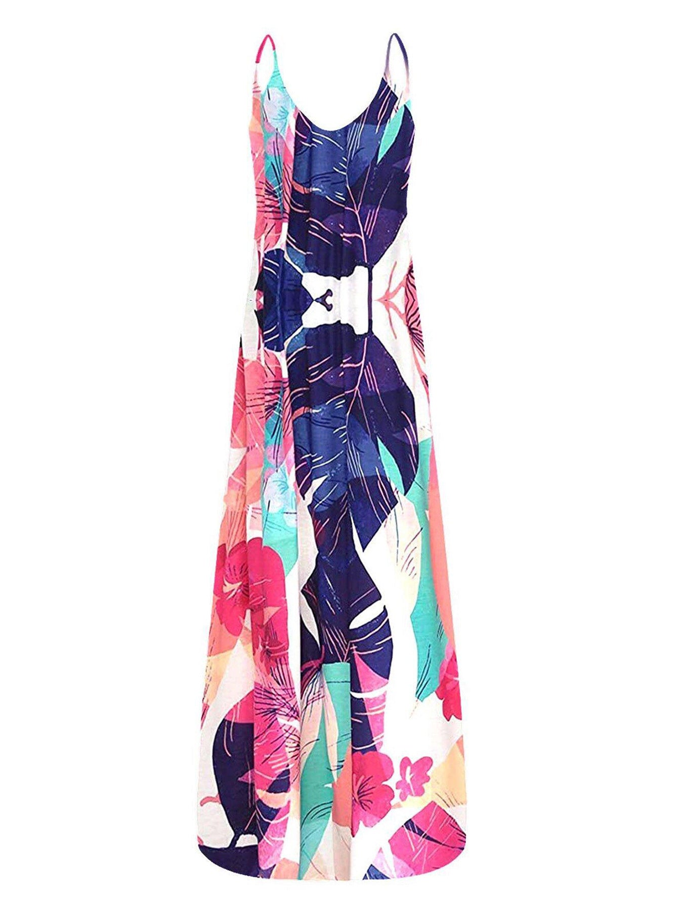 Women's V-neck Printed Suspender Dress