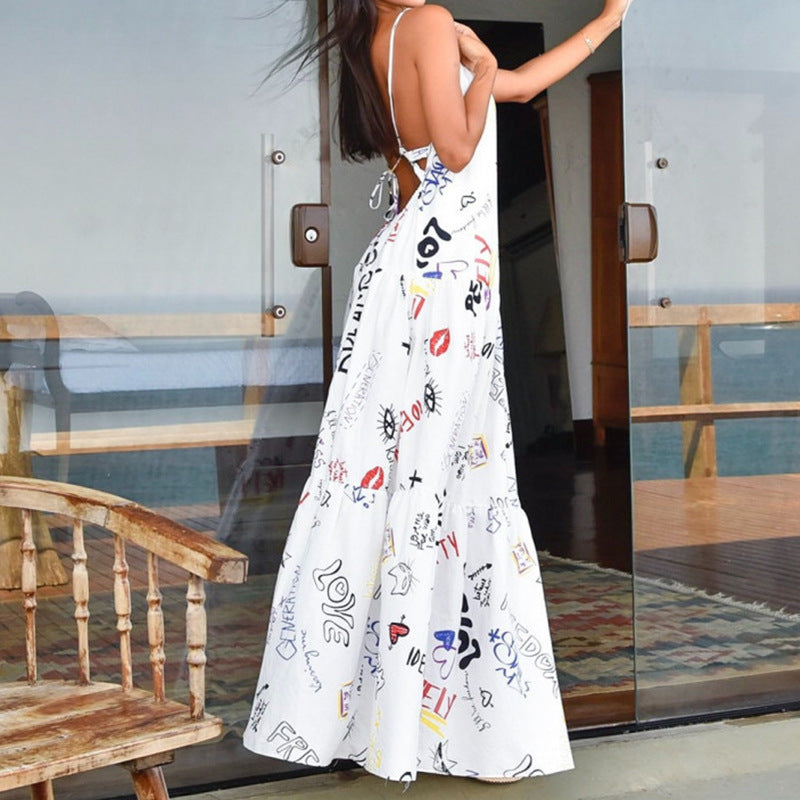 Women's Cross Strap Backless Slip Dress