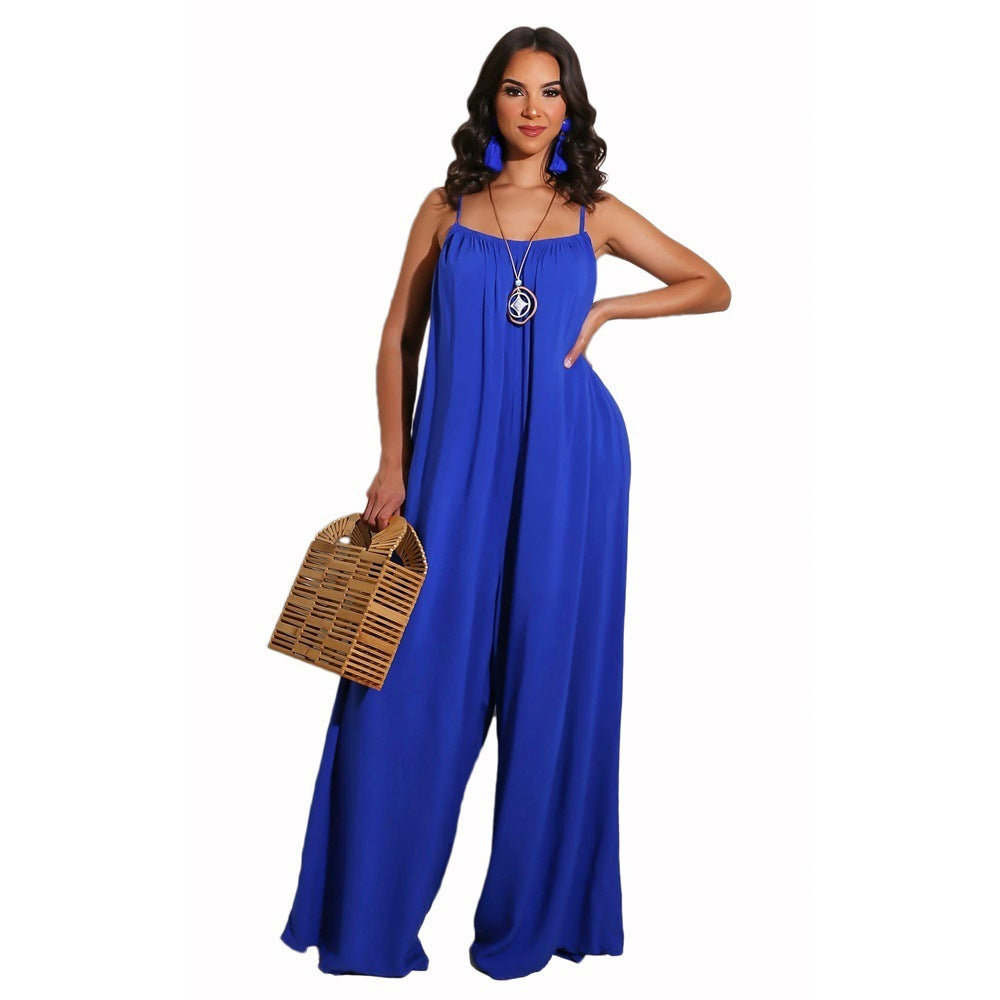 Solid Color Casual Sling Women's Jumpsuit