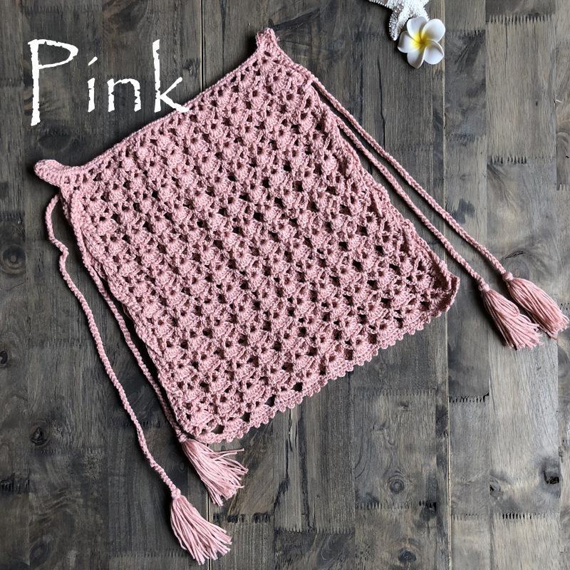 Lace Up Hand-knitted Short Swimsuit A-line Skirt