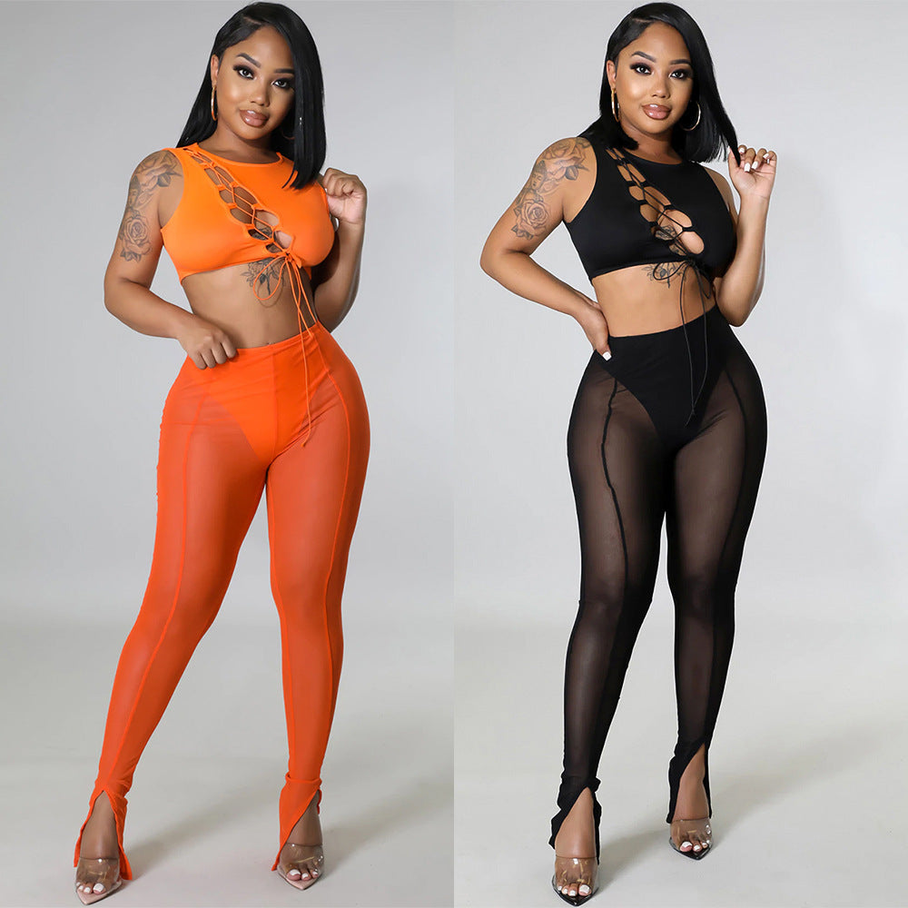 Women's Fashion Skinny Mesh See-Through Leggings