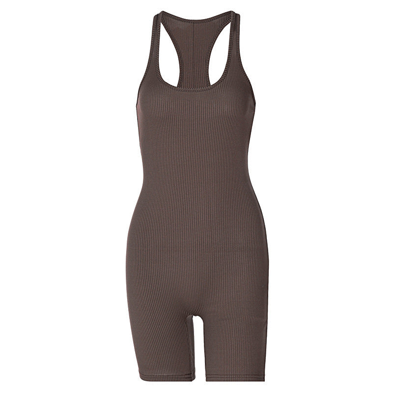 Pure Color High Waist Skinny Sports Yoga Overalls