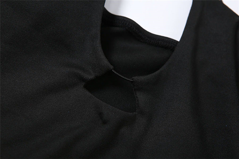 Fashion Hollow Solid Color Long Sleeve Slim Fit Hip Dress
