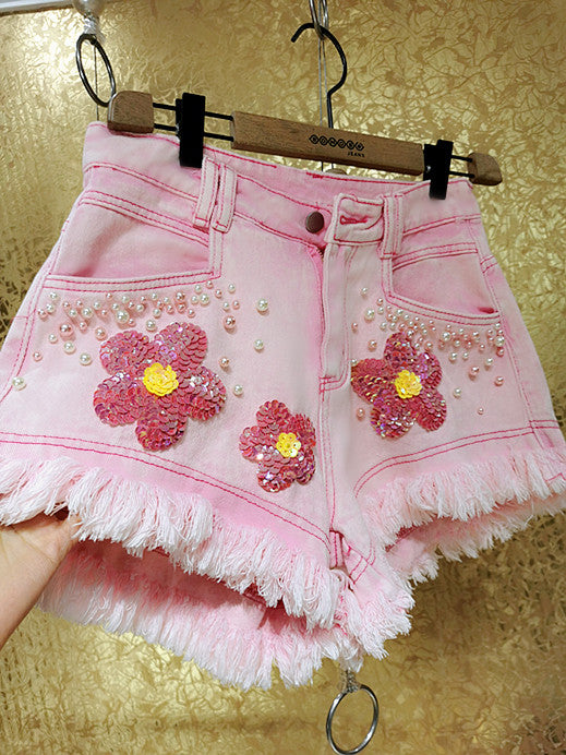 Women's Fashion Fringe Edge Denim Shorts