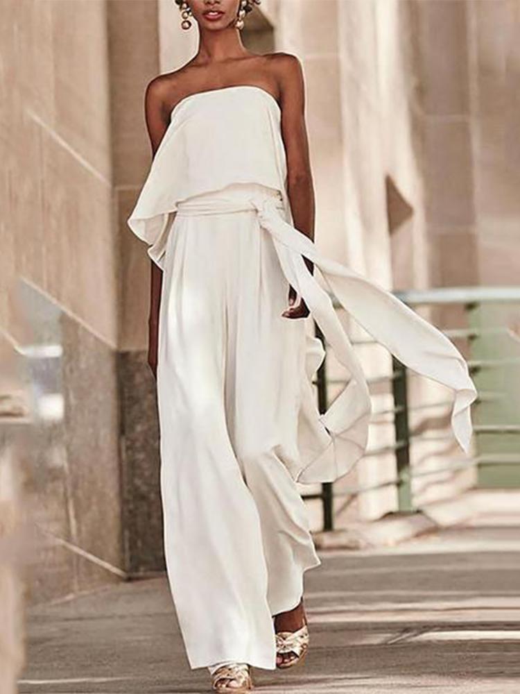 Sleeveless lace-up jumpsuit