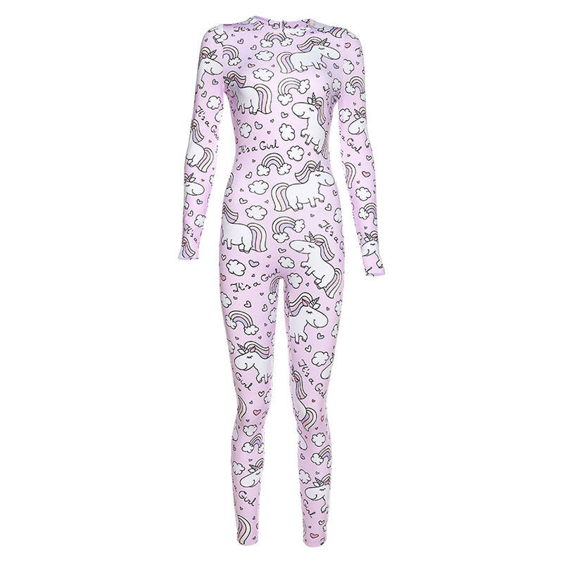 Printed hip sports fitness jumpsuit