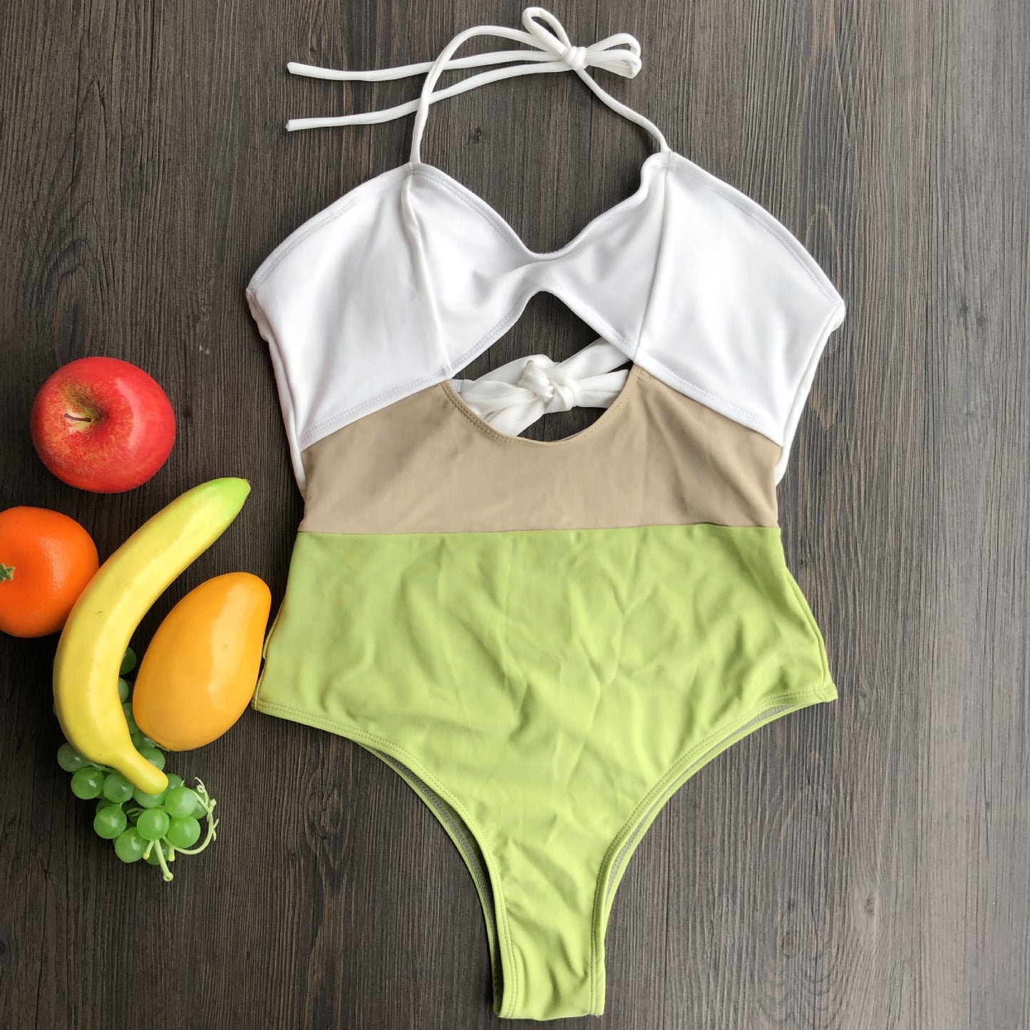 Sexy swimsuit with stitching one-piece bikini