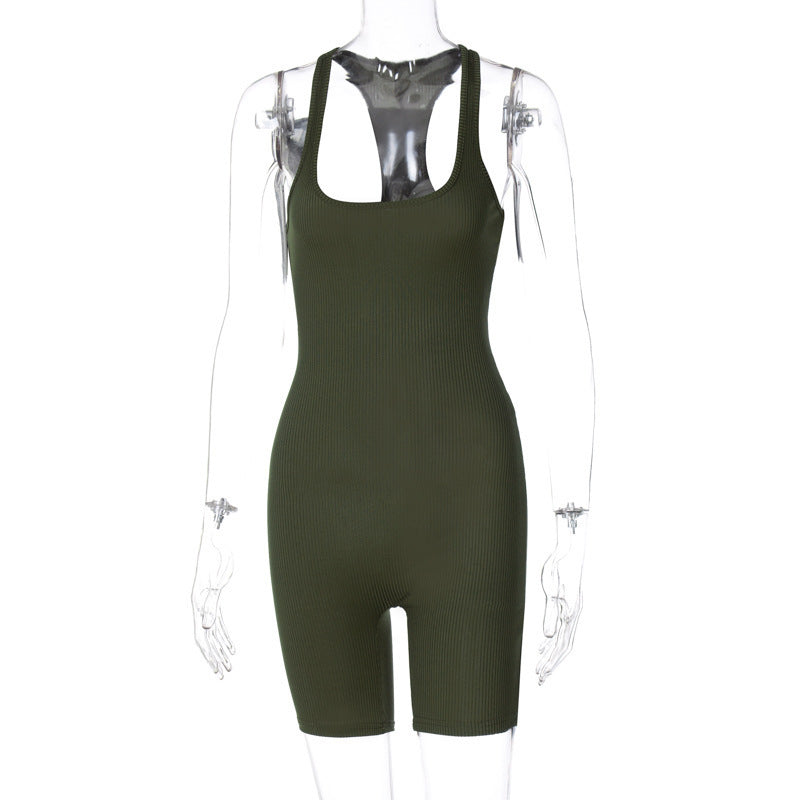 Pure Color High Waist Skinny Sports Yoga Overalls