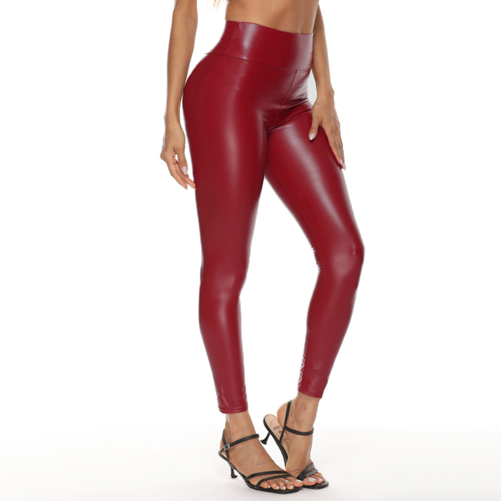New Multicolor Leather Pants With High Waist And Hips