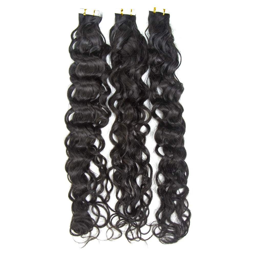 Indian Water Wave Tape In Hair Extensions 100% Human Hair
