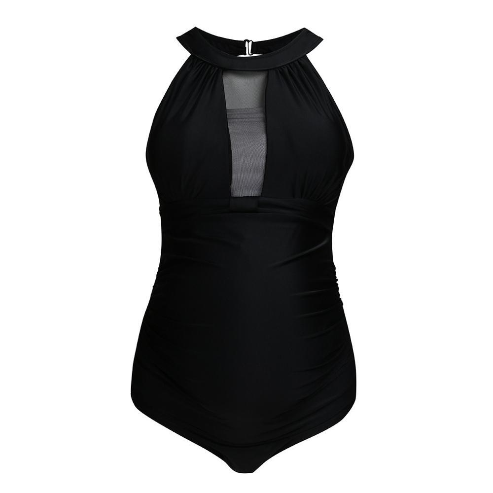Black tube top halter lace up pregnant women swimsuit