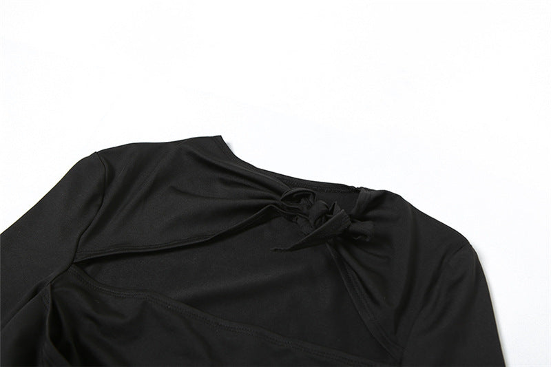 Dress Solid Color Graceful And Fashionable Sexy Cutout Split Dress