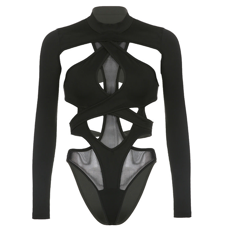 Women's Cross-cut Open-back Tie One-piece