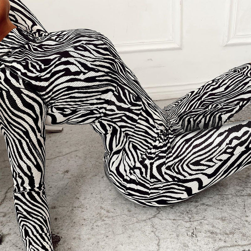 Autumn And Winter New Fashion Printed Zipper Jumpsuit