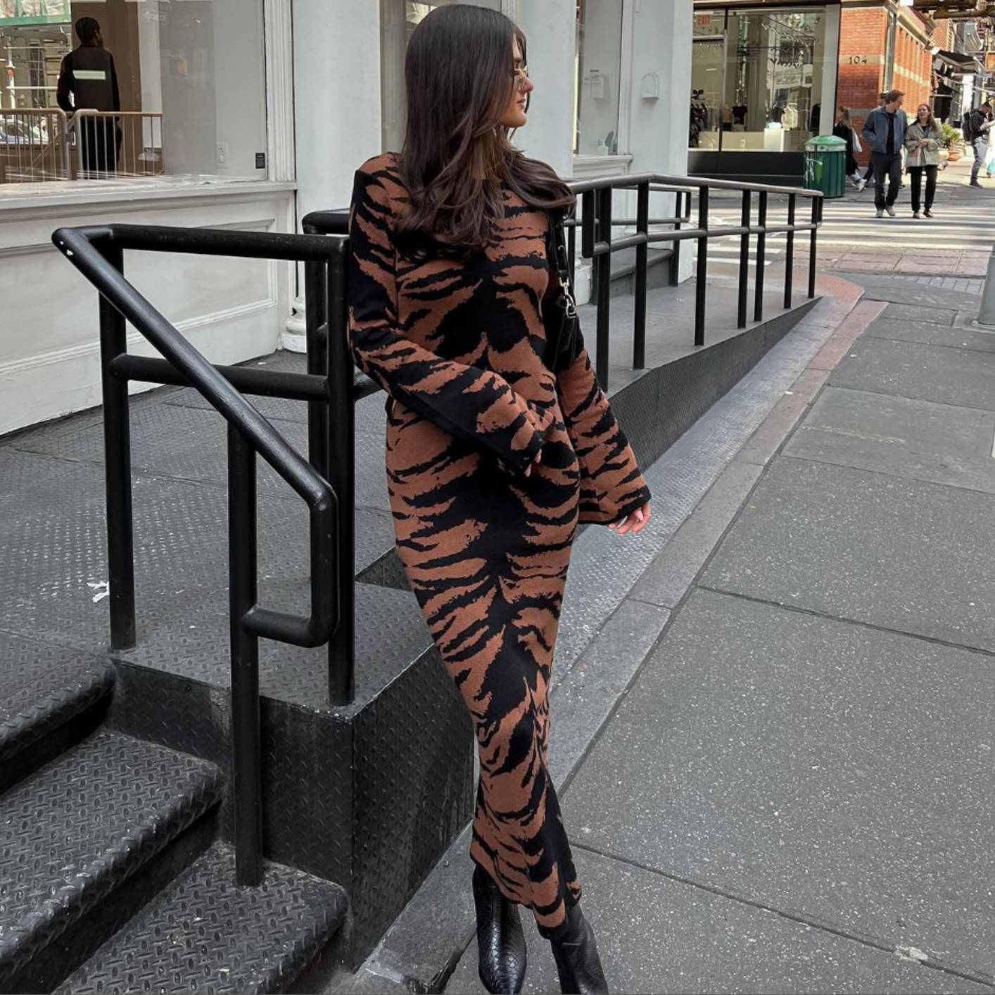 Women's Bell Sleeve Fashion Print Dress