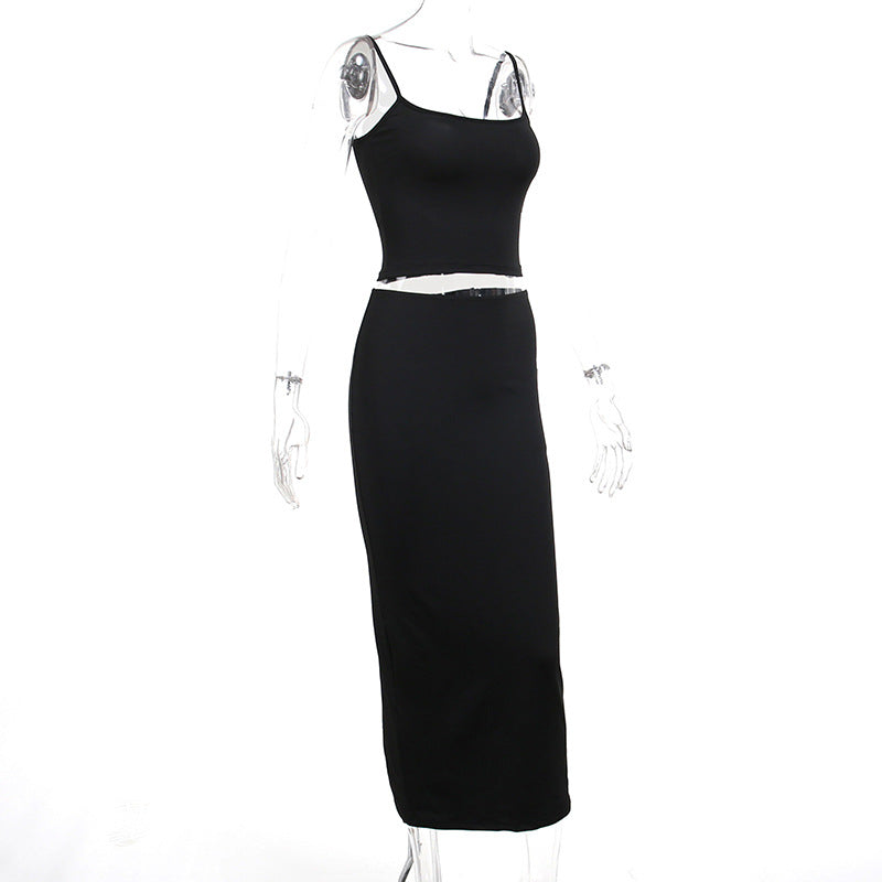Hanging Strap Half Skirt Casual Suit