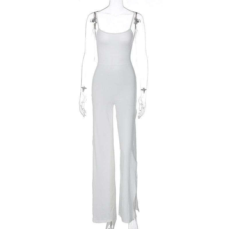 Women's Fashion Solid Color Suspender Jumpsuit