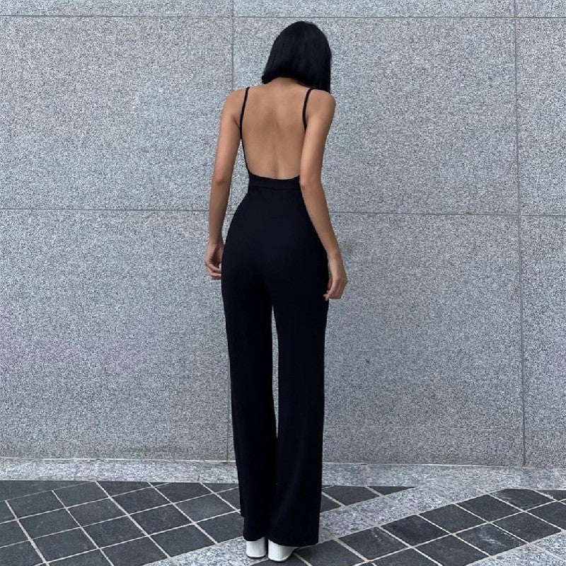 New Solid Slim Back Slim Jumpsuit