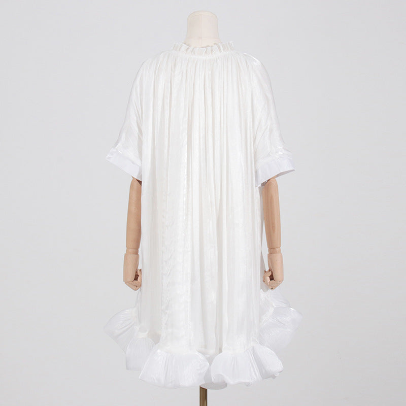 Elegant Personality Round Neck Hem Ruffled Dress