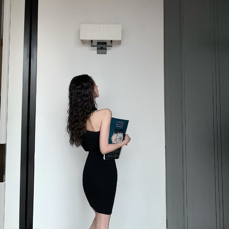 New Temperament Sexy Off-the-shoulder One-sleeve Slim-fit Sheath Dress