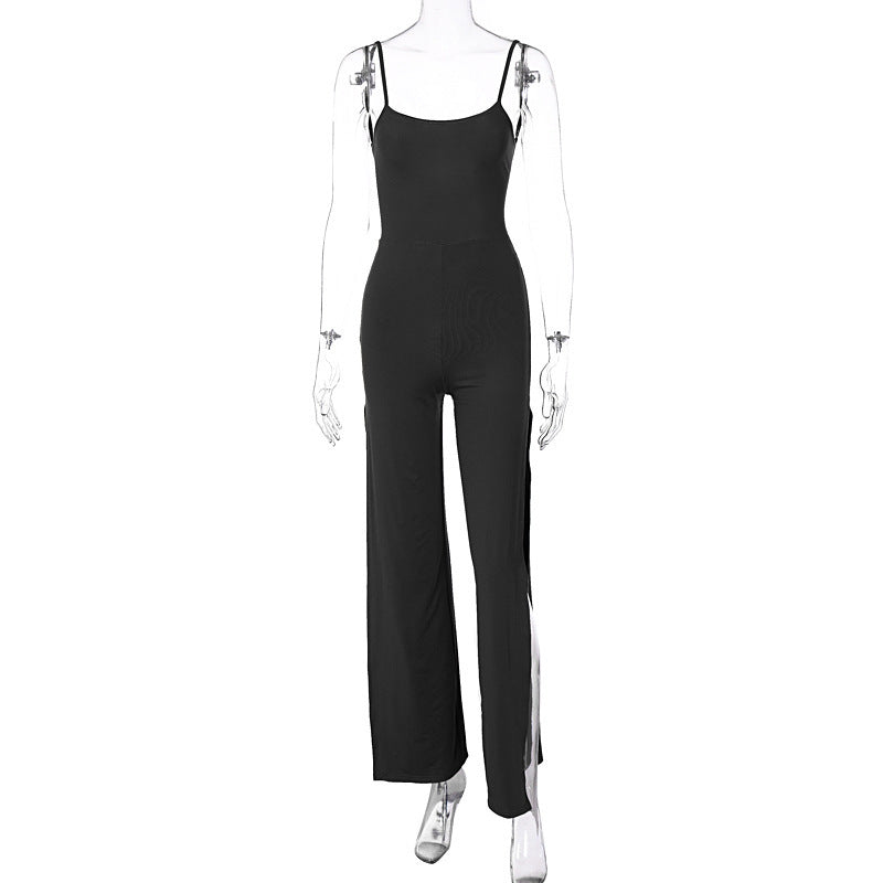 Women's Fashion Solid Color Suspender Jumpsuit