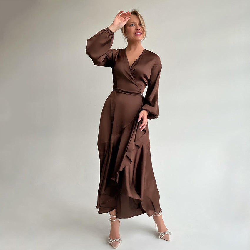 Lantern Sleeve Special-interest Design Fishtail Skirt High Waist Long Skirt