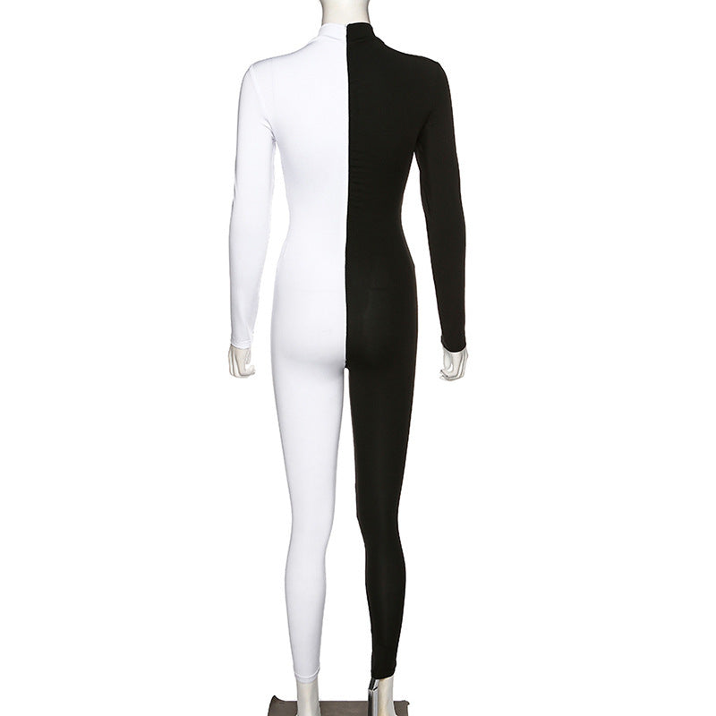 Two-color line stitching sports fitness jumpsuit