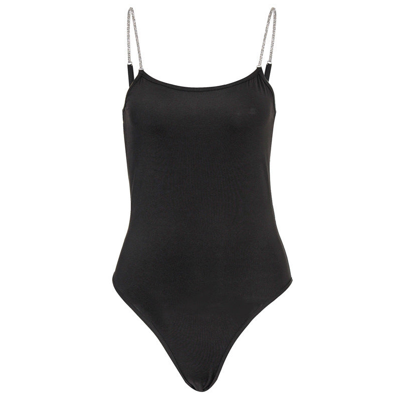 Autumn and winter new diamond chain sling sexy backless one-piece
