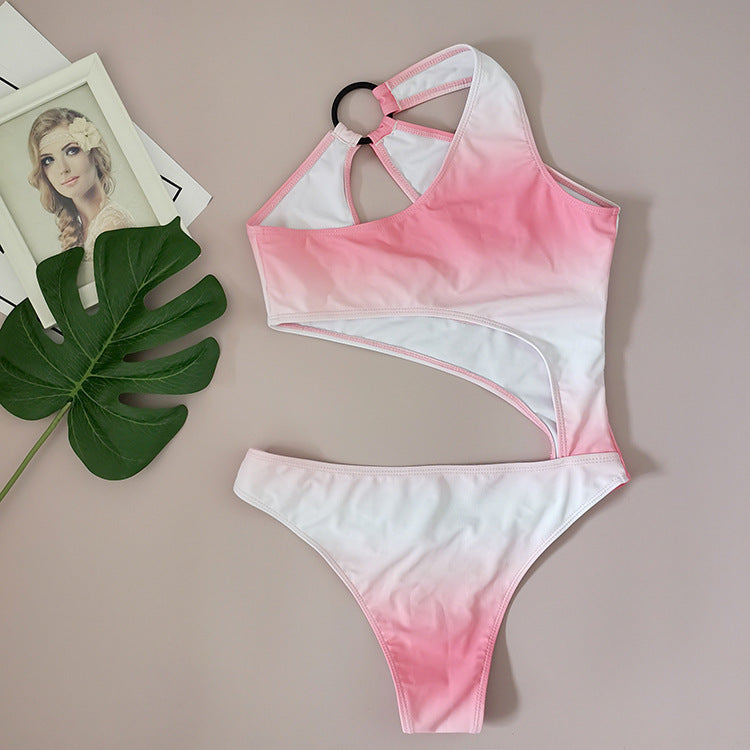 Gradient Cutout Pad Sleeveless Beach One-Piece Swimsuit