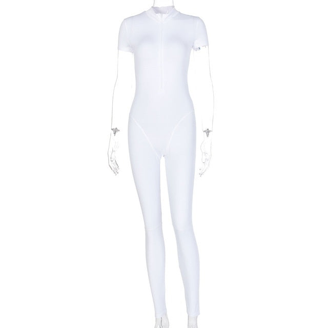 Zipper high waist sports fitness jumpsuit