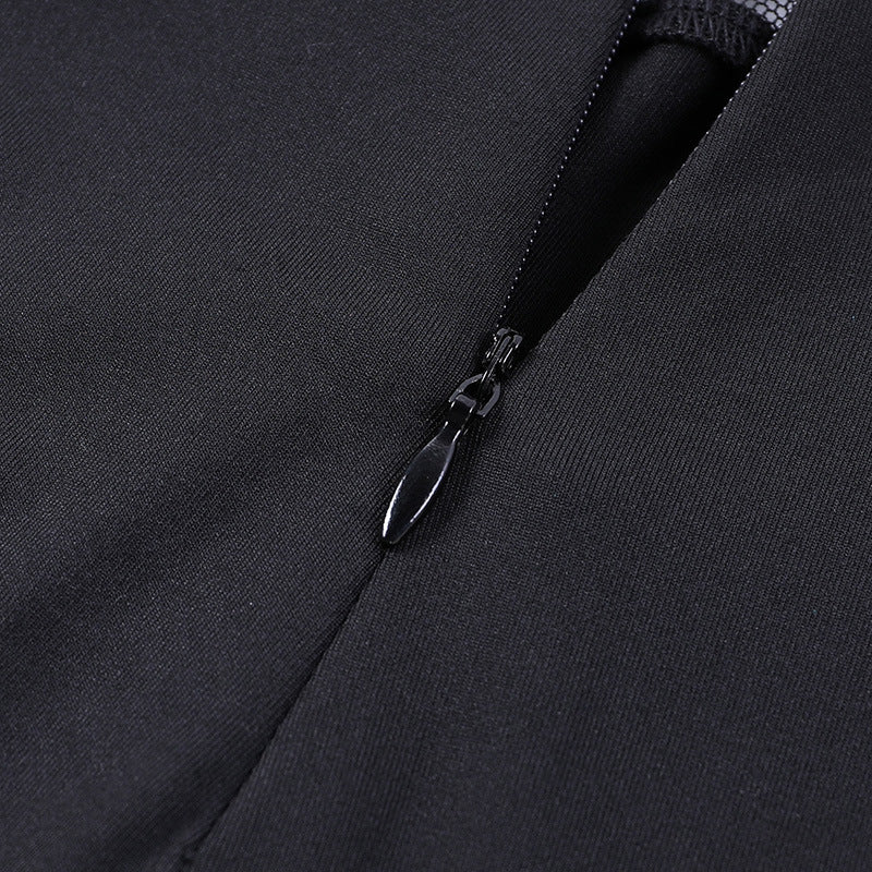 Slim Perspective Polka Dot Stitching Hot Drill