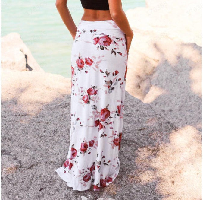 Fashionable Elegant I Temperament Commute Floral High Waist Slimming Sheath Print Long Dress
