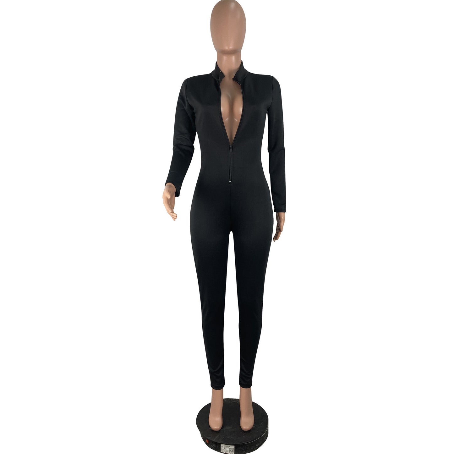 Explosive style solid color long-sleeved jumpsuit